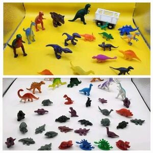 57 Piece Dinosaur Lot 1 To 2 Inch Assorted Jurassic Plastic Rubber